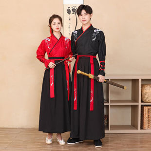 Hanfu men Chinese style antique martial arts swordsman men's plus size childe ancient costume black domineering female student class uniform spring