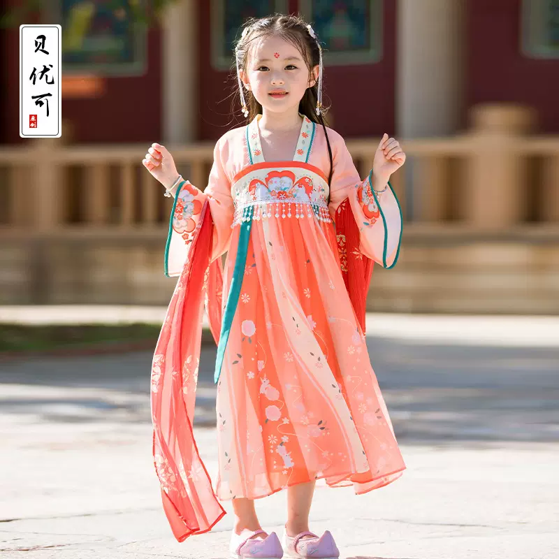 2021年秋款童装儿童刺绣女童古风汉服连衣裙齐胸襦裙新新款