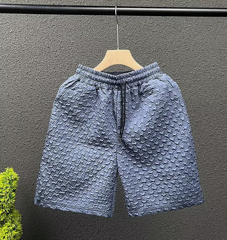 Men's Casual Jacquard Shorts Summer Loose Fit Straight Leg Beach Shorts With Pockets Lightweight & Breathable_viptrois.com