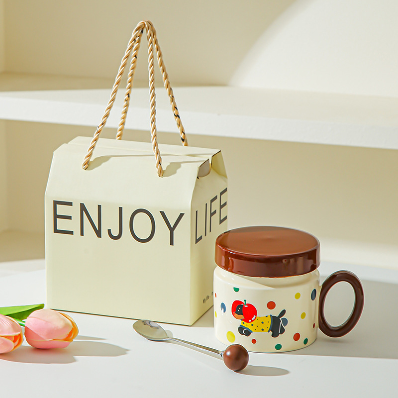 Taza de perro salchicha para chicas lindas tazas de agua caseras nuevas tazas de café de desayuno tazas de cerámica de café pareja
