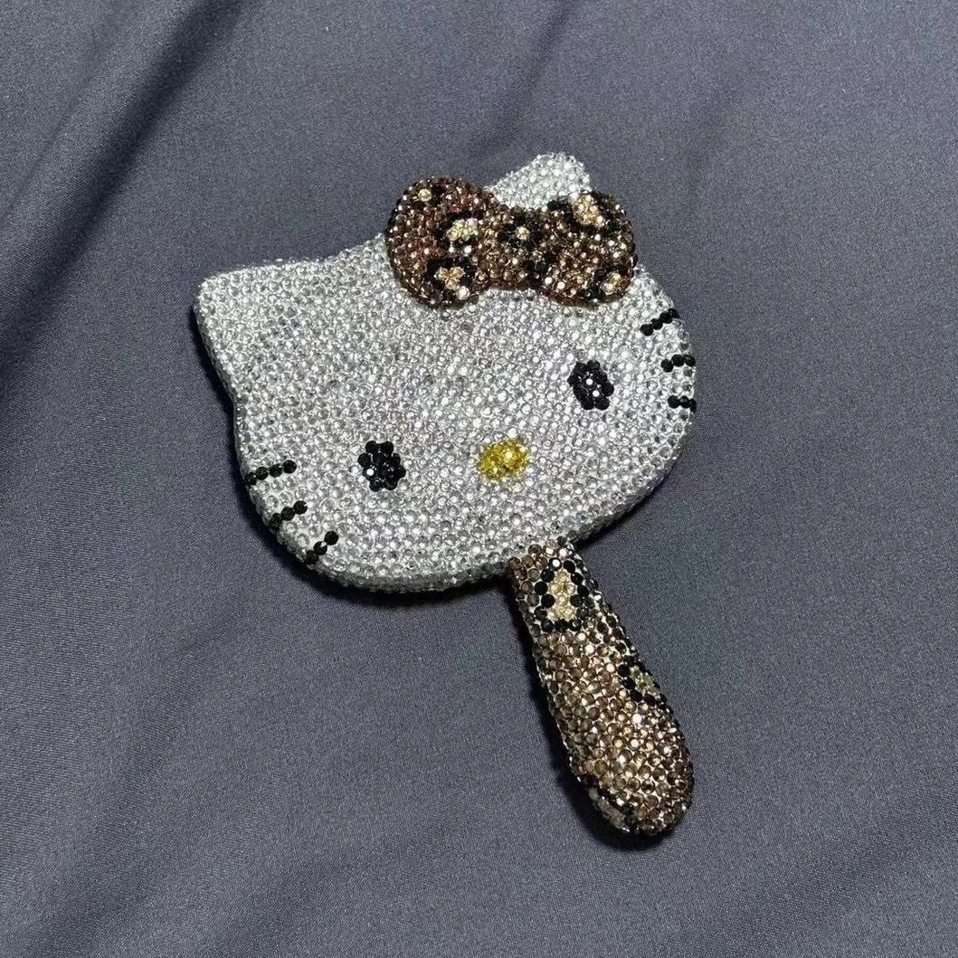 Espejo portátil Hellokitty Hello Kitty Mini espejo de maquillaje de mano Lucky Cat DIY Travel KtCat Espejo