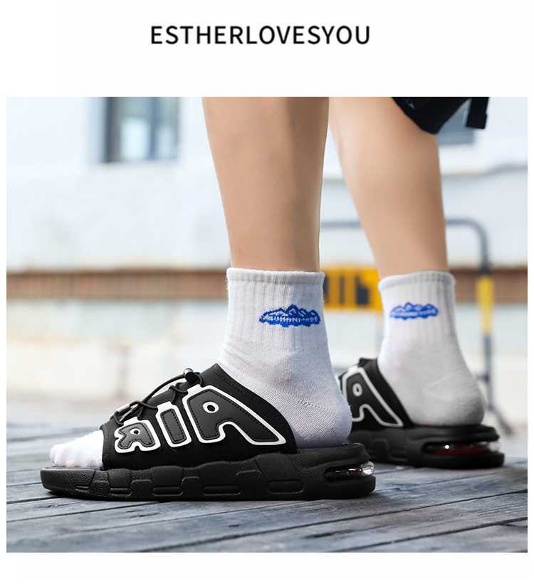 Dép lê đế dày chống trơn kiểu thể thao ngoài trời, form unisex size lớn — màu xám, màu đỏ, quần kaki, trắng chi tiết 10