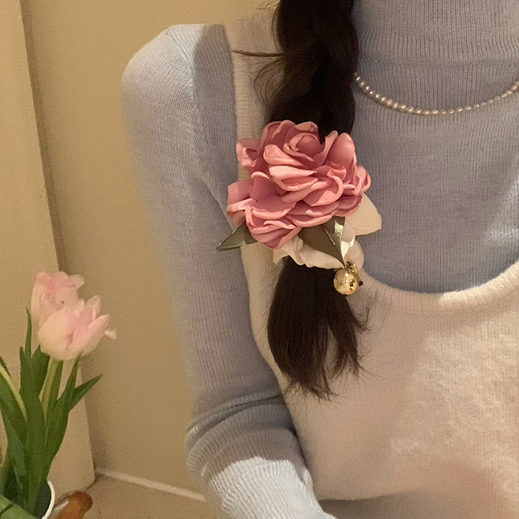 Rose Bowel ~ Anello per capelli Camelia in raso con fiori e nicchia, corda per capelli retrò primaverile_voghion.com