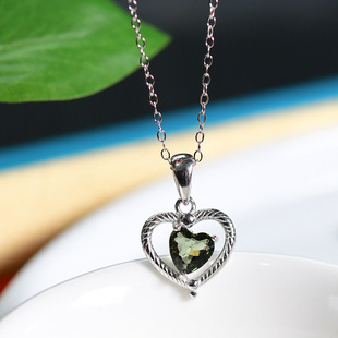 Natural Czech Meteorite Love You Heart Pendant, S925 Silver Buckle Inlay, Can Be Wholesale