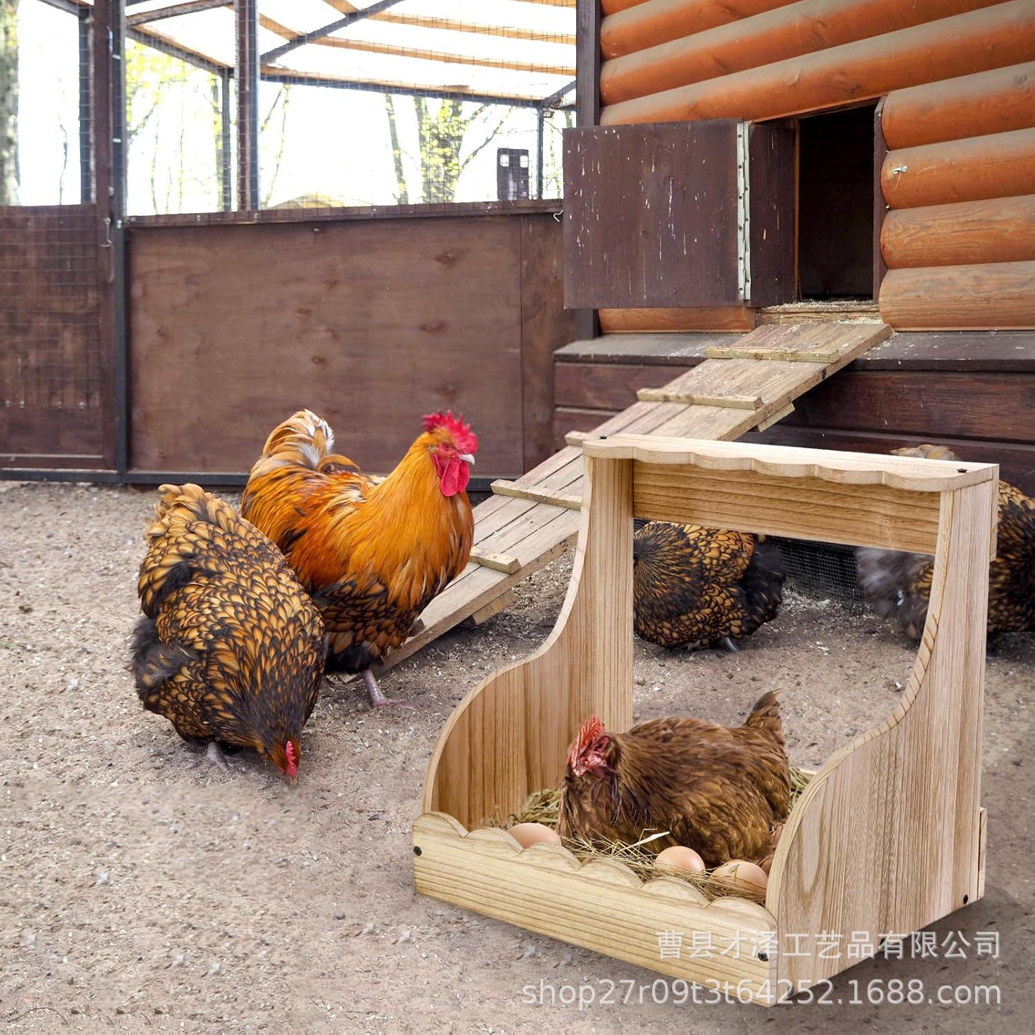 木质鸡巢盒单隔层母鸡躺蛋盒鸡舍墙上巢盒配件家禽蛋盒实木孵化箱