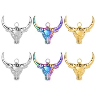 304 stainless steel cow's head pendant accessories European and American fashion accessories DIY handmade jewelry necklace vacuum 18k electroplating