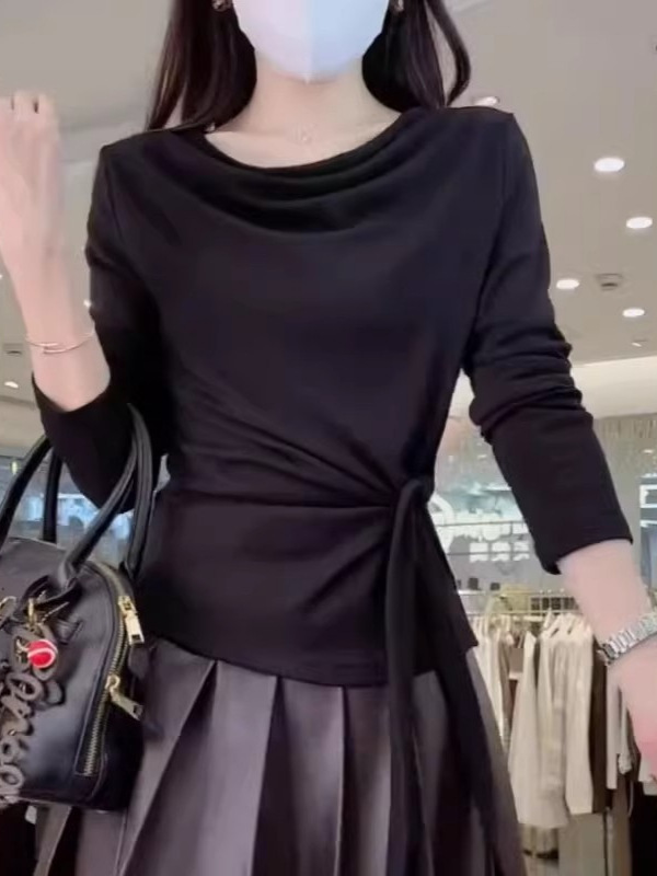 时尚chic辣妹修身显瘦长袖打底女初秋2025新款小个子减龄百搭上衣|undefined