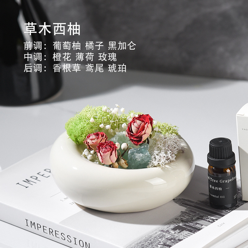 Fireless Aroma Diffuser Diffusing Stone Natural Ore Dried Flower Indoor Home Decoration Ornaments Souvenir Gift Box Set