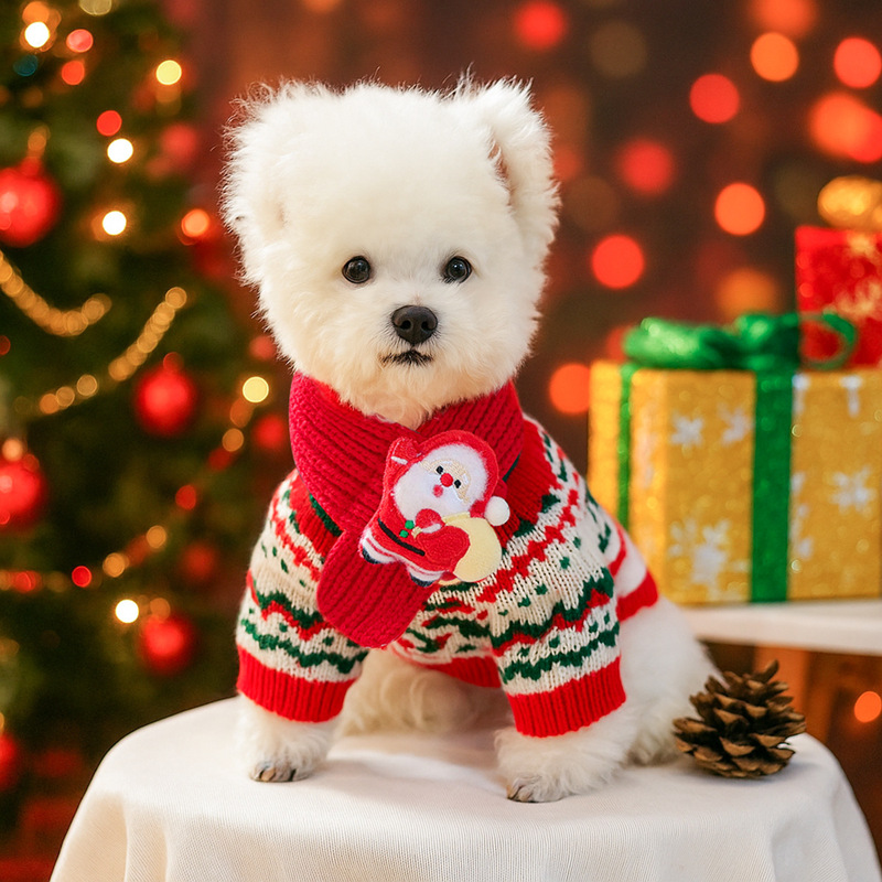 ペット、犬、猫、小型犬、子犬、ファッショナブル、ロマンチック、かわいいアクセサリー、クリスマススカーフ|undefined