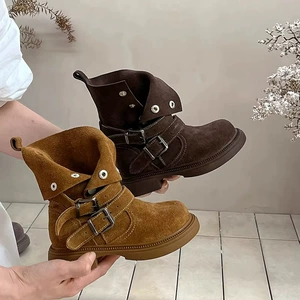 Martens, детские демисезонные замшевые ботинки подходит для мужчин и женщин в английском стиле, средней длины, в британском стиле