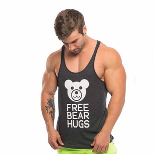 D.M Men's Vest Bear Cartoon Sling Low-exposed Chest Sports Base Cotton Sweatshirt Letter Printed Sleeveless I-word