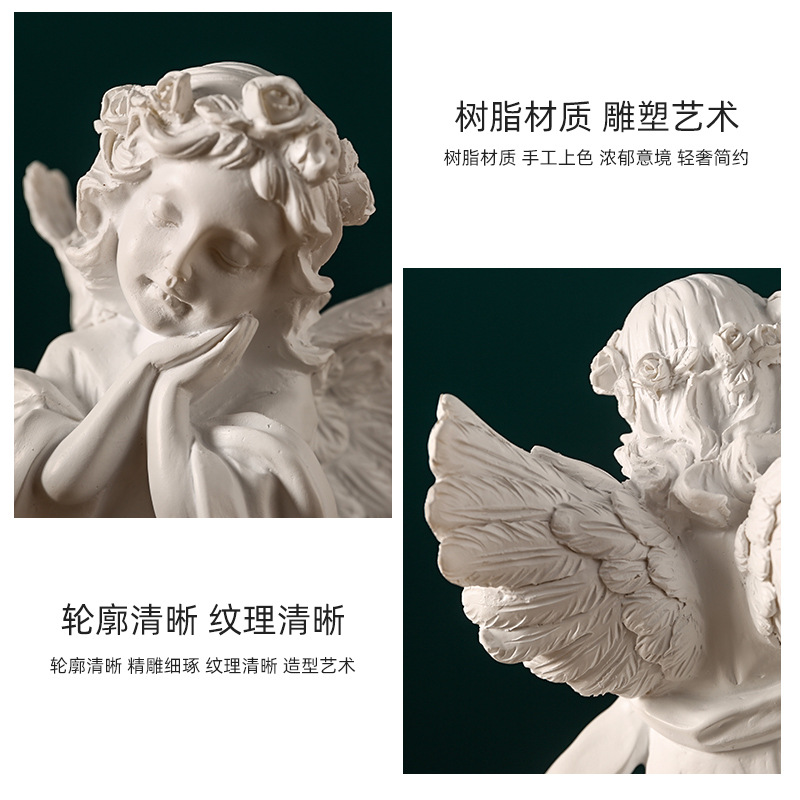 A947歐式復古大號天使少女婚禮場景布置小擺件雕塑美式樹脂裝飾品