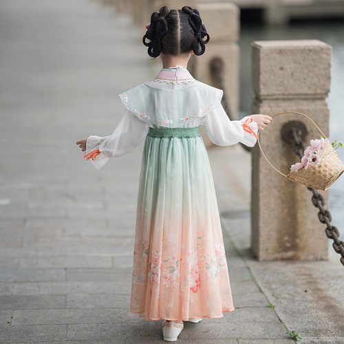 Hanfu little girl spring and autumn long-sleeve children's Chinese style ancient costume super fairy Tang suit ancient style girl dress summer skirt