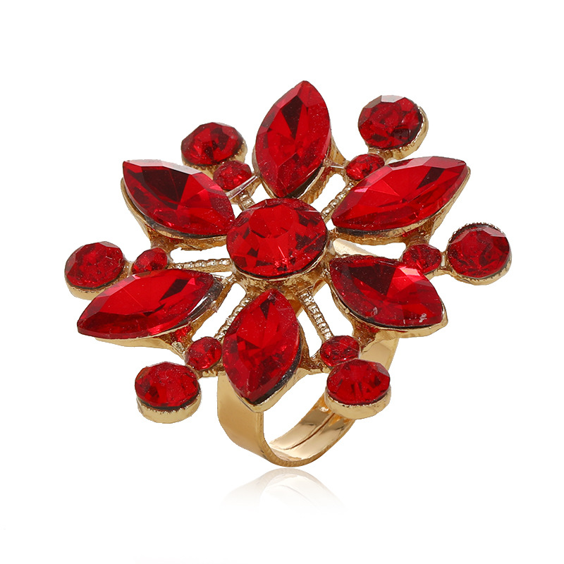 Fashion Exaggerated Diamond Flower Open Alloy Ring Wholesale display picture 3