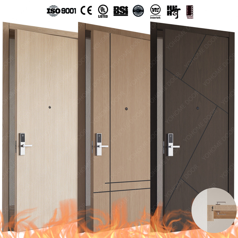 Factory Direct Sales Ei30/60/90En1634 European Standard Fire Doors Ce Doors Bs British Standard Hotel Fireproof Wooden Doors Export