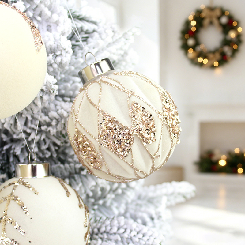 Amazon nuevo producto transfronterizo 8cm Navidad decoración dibujada a mano set de bolas de Navidad colgante de árbol de Navidad