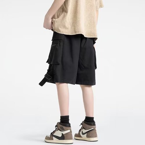 Cargo shorts men's summer new trendy high street loose American functional wind pants versatile youth five-quarter pants