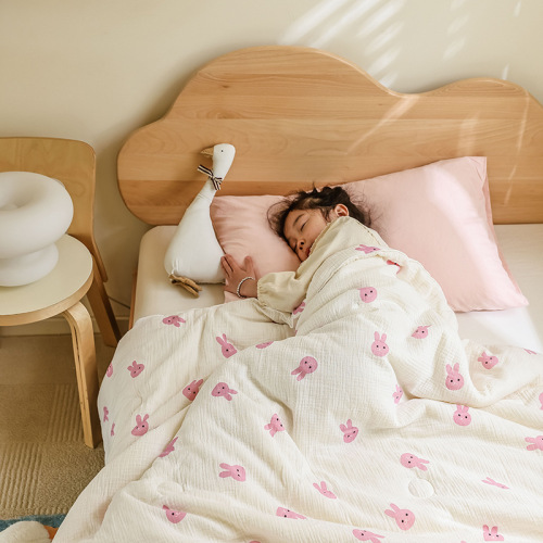 2024 baby products pure cotton type A double-layer gauze summer quilt spring and autumn quilt pure cotton wrinkled gauze children's quilt air-conditioning quilt