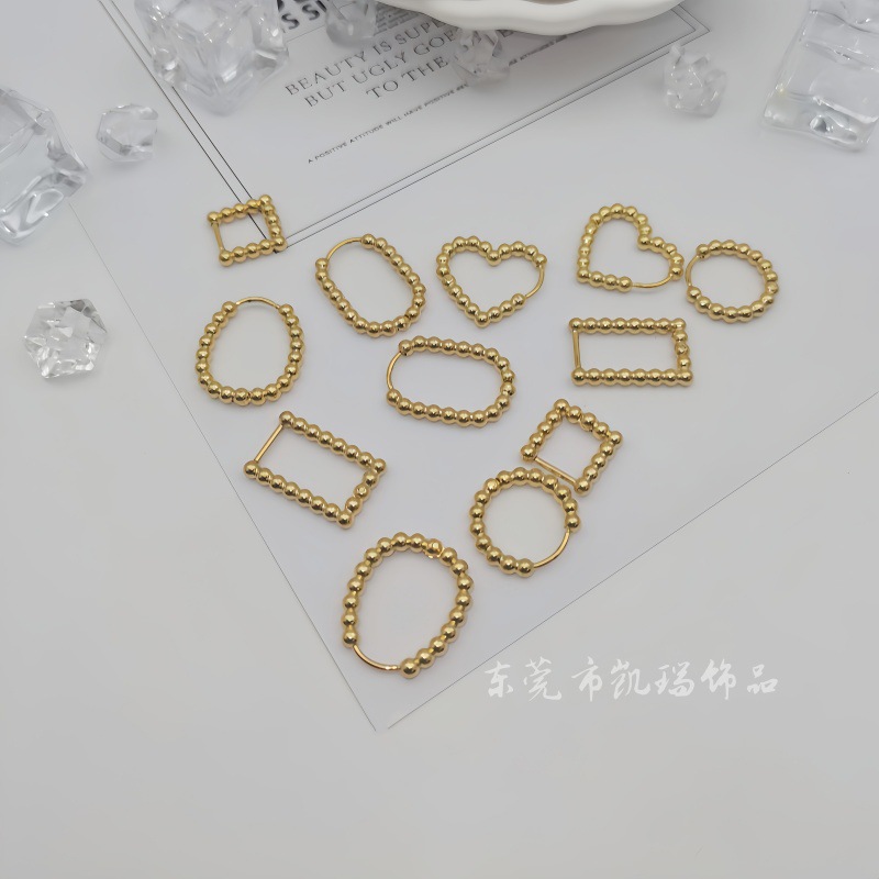 Europe and the United States new fashion cross-border earrings high sense 18K stainless steel niche simple Joker round bead earrings