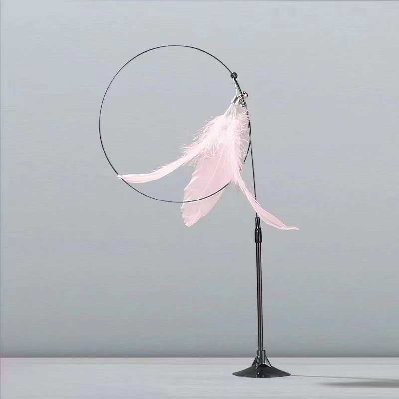 일반 흡착컵 고양이 놀리는봉 [핑크깃털]