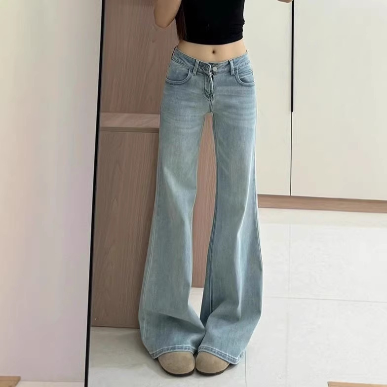 Straight-Leg Flared Jeans for Women 2026 New Style Slimming Floor-Length Non-Tight Flared Pants for Petite Women