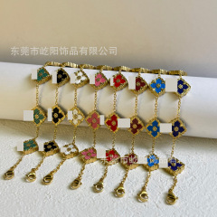 高级感布契拉提15大四叶草5花手链CNC高版本镀18k工艺复古菱形宫l