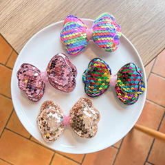 兒童髮飾兒童甜美雙層亮片蝴蝶結寶寶髮夾女童白雪公主發卡