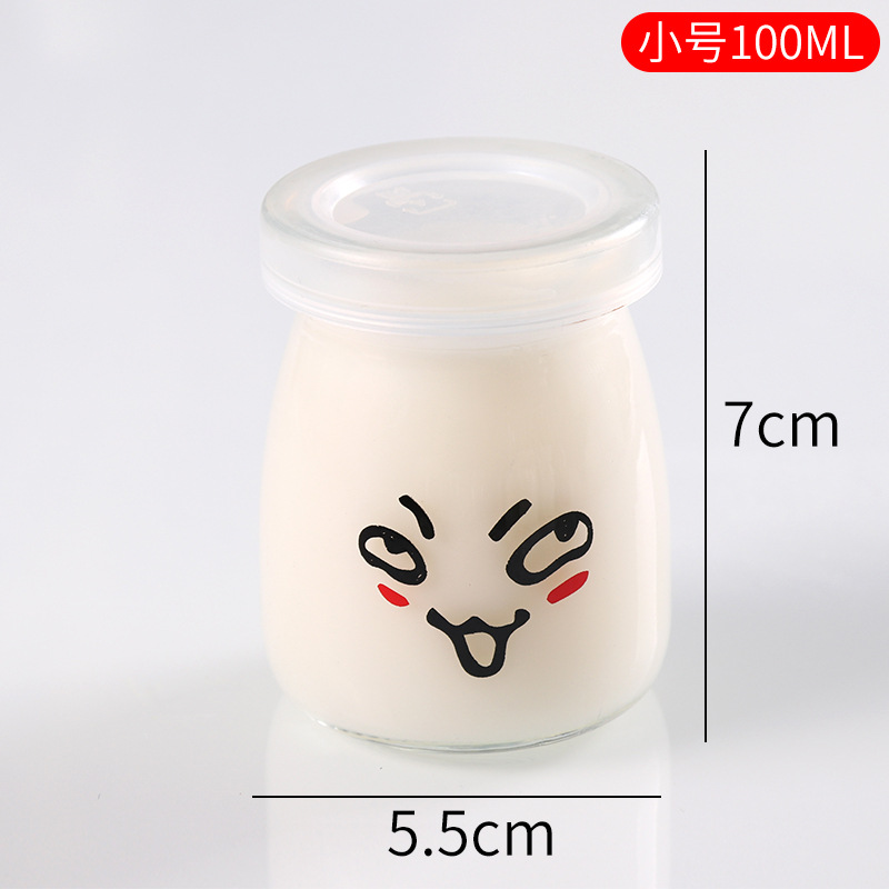 Vaso para pudín con tapa, botella de vidrio para pudín, tarro de miel, gelatina, vaso para mousse de leche de doble capa, vaso para yogur, patrones creativos al por mayor