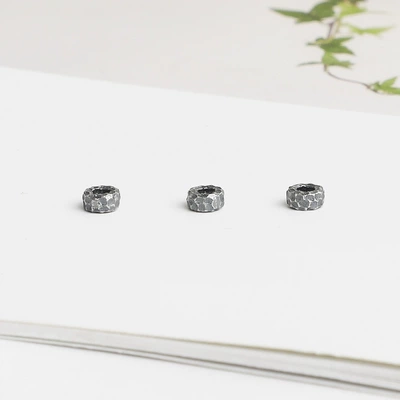 S925 Sterling Silver Retro Meteorite Bead Handmade DIY Beaded Rope Wavan Bodhi Bracelet Necklace Spacer Accessories (Zərgərlik ara hissələri)