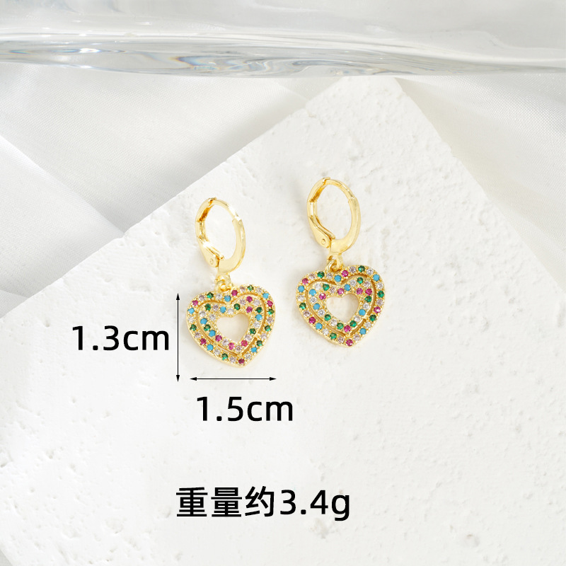 Collar de oro de arena transfronterizo de lujo ligero con doble línea de corazón pendientes para mujeres, joyas que no se desvanecen