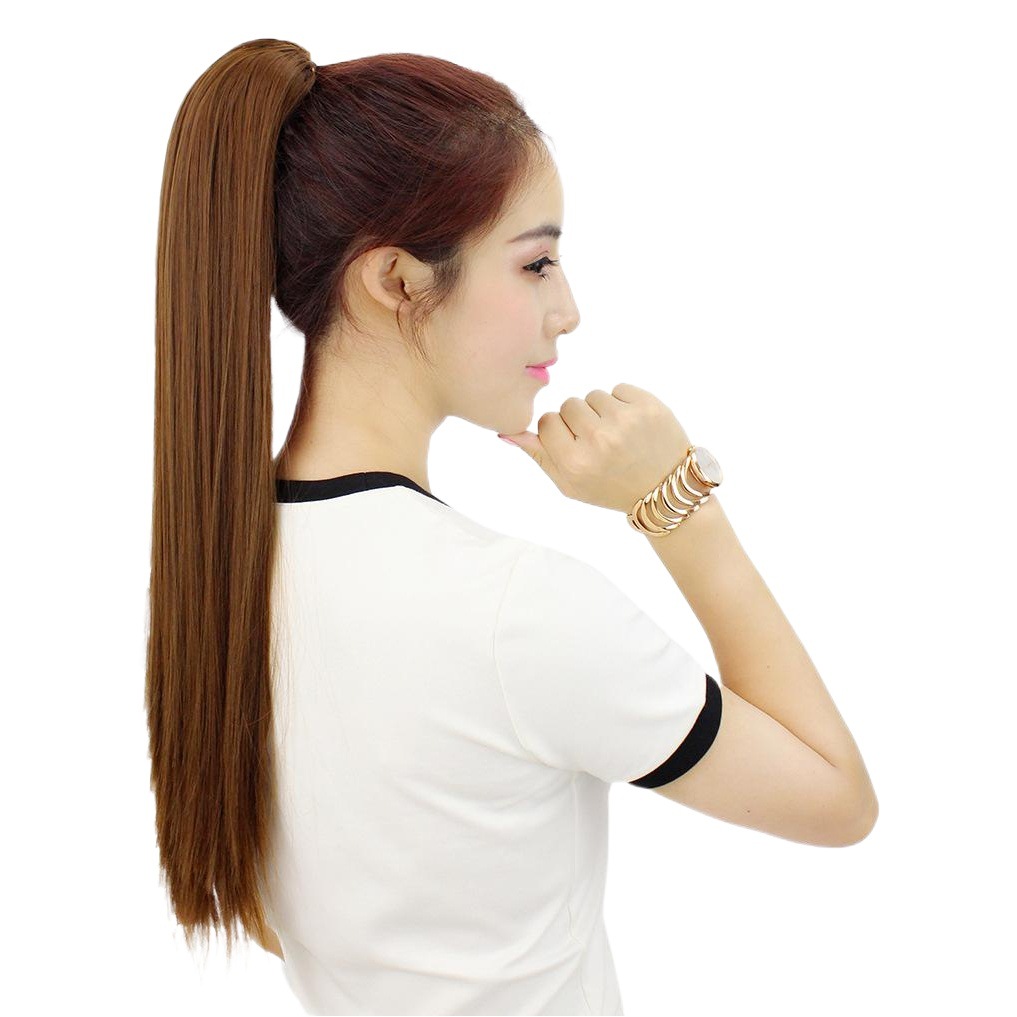 Hongfa Xiu garra clip peluca Cola de Caballo realista invisible Pelo Rizado largo agarre onda grande Pelo Rizado largo Cola de Caballo falso