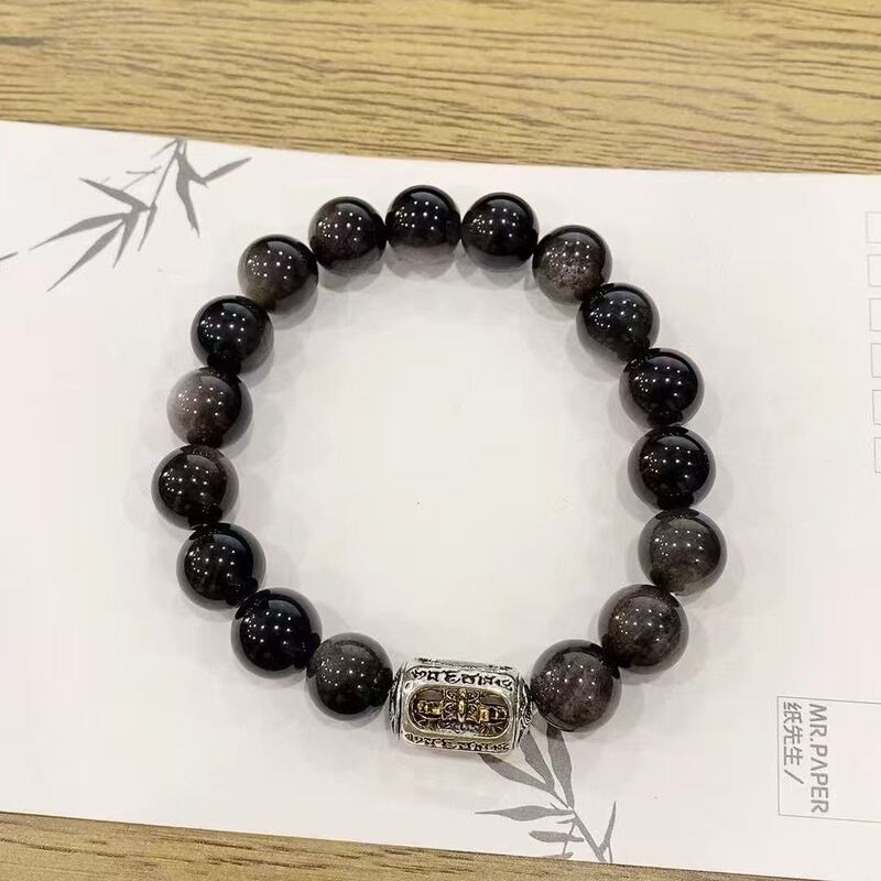 天然银曜石单圈黑神话悟空同款男个性玉石手链精致高级冷酷送兄弟|undefined