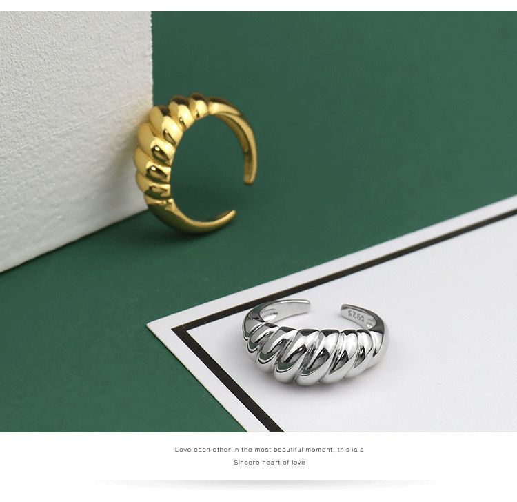 New Twill Ring Design Croissant Fashion Wild Open Ring display picture 11