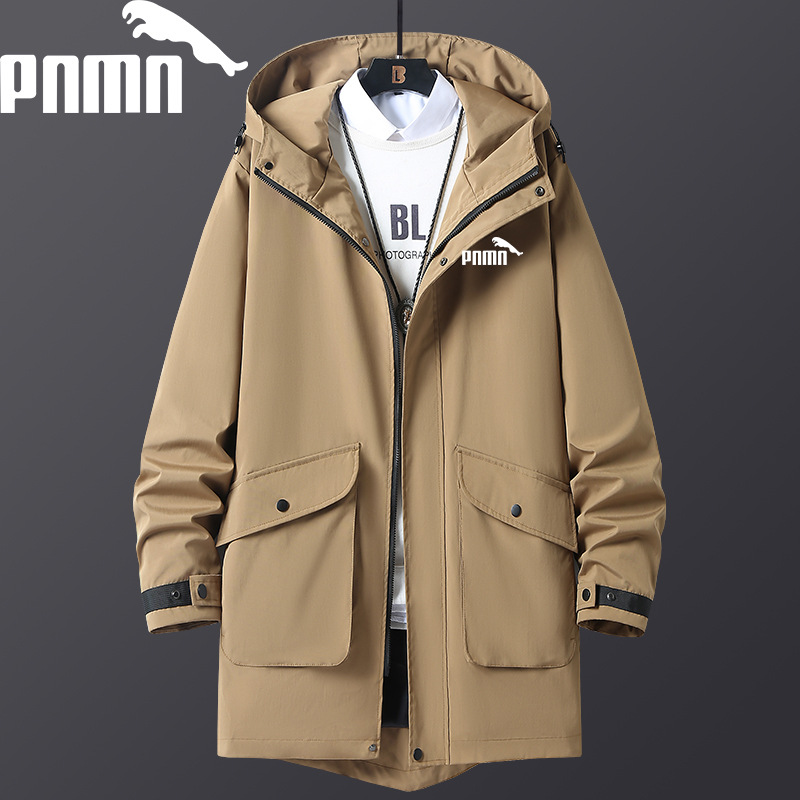 【L-8XL】2025 봄, 가을 새로운 패션 프린트 방풍 중간 길이 윈드 브레이커 남성 트렌디 홍콩 스타일 재킷