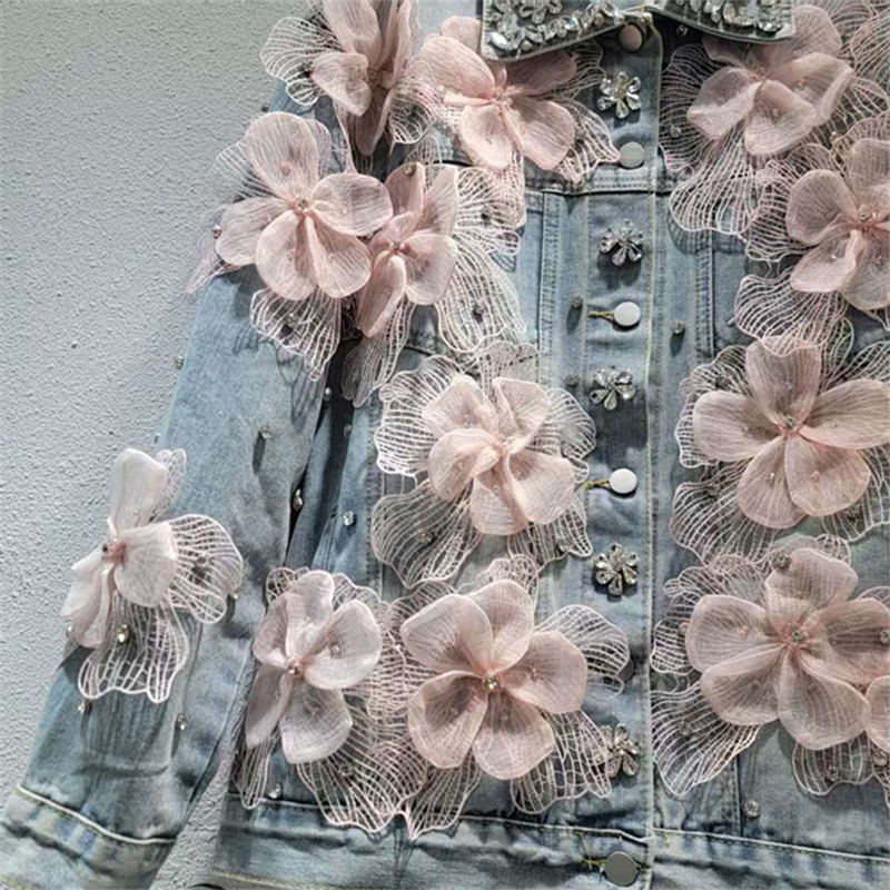 2026 suave mariposa diamante chaqueta vaquín cuentas de clavos chaqueta suelta primavera plegable para vestir vaquín versátil chaqueta de mujer