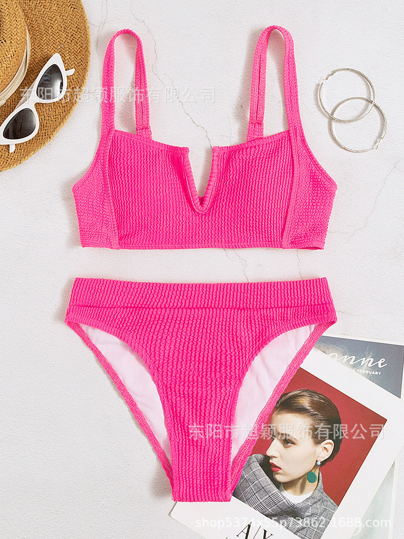Однотонный сексуальный купальник для пляжа, AliExpress, V-образный вырез, европейский стиль, высокий талия, открытая спина