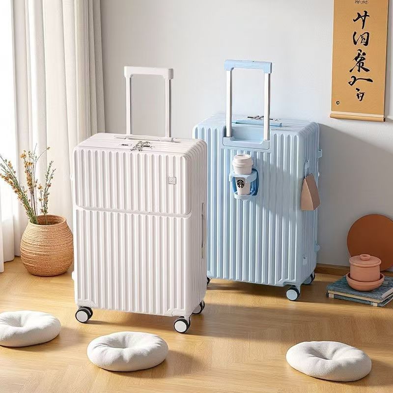 フロントオープン多機能トロリーケース、ユニバーサルホイール、学生パスワードボックス、強力で耐久性のある大容量スーツケース|undefined