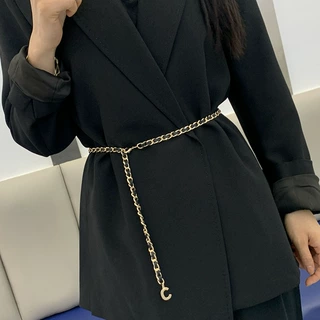 欧美风细腰链女士装饰配裙子时尚百搭金色金属编织细腰带现货批发