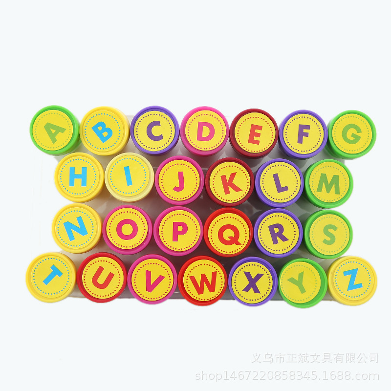 26 letras y números niños de juguete sello traje color grifo agua sello