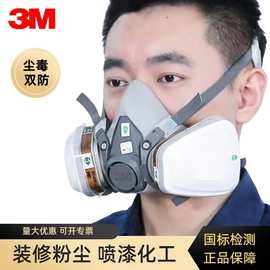 3M防毒面具6200半面型双滤盒喷漆装修打农药化工气体尘毒防护面罩