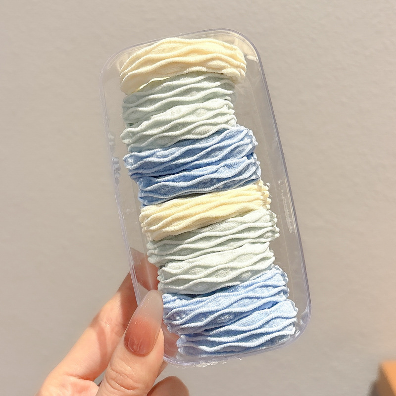 Azul mar suave glutinoso no daña cabello cuerda de cabello alta elástica y duradera sin costura cabello atado alta cola de caballo atar elástico cabello mujer