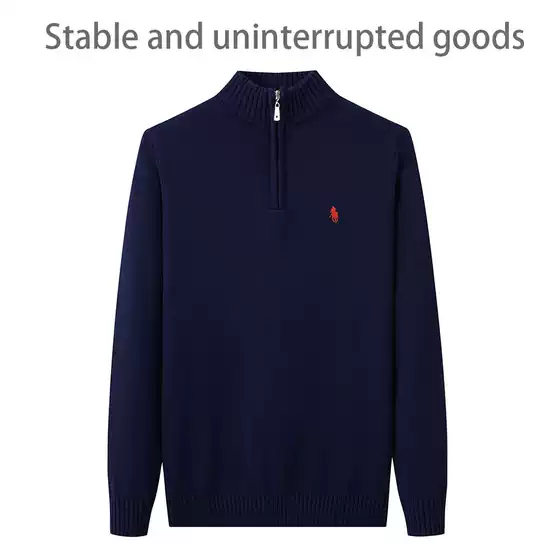 Autumn and winter new RL pony logo men's sweater stand collar zipper pullover Paul sweater men's cotton embroidered sweater