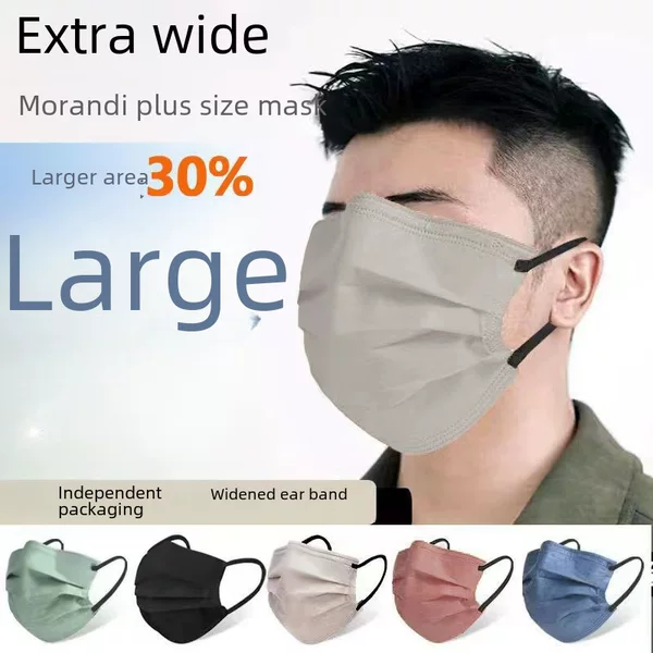 Large Face Mask, Big Size for Fat Faces, Extra Wide, Does Not Squeeze the Ears, Disposable Protective, Thickened, Individually Packaged, Makes the Face Look Smaller
