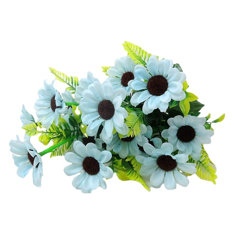 Flor de margarita artificial con 7 cabezas, margarita africana, flor de seda de manzanilla, arreglo floral decorativo de crisantemo, ramo artificial.
