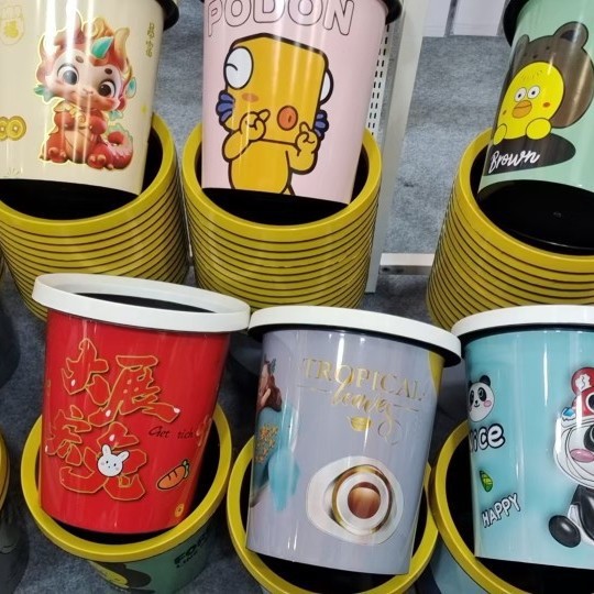 Five yuan shop trash can large printing press ring trash can high 27.5 caliber 28cm cartoon trash can