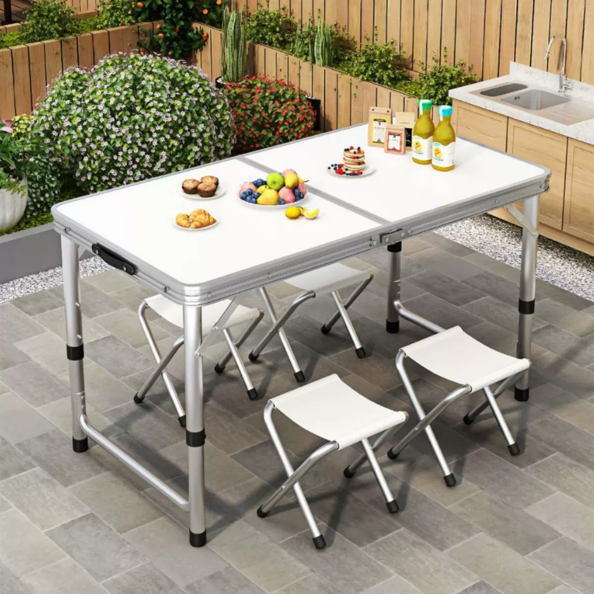 定制批发铝合金折叠桌户外夜市摆摊地推便携式折叠桌简易升降桌