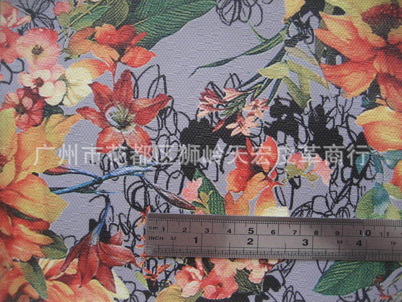 流行彩色印花植物花朵艺箱包材料手袋旅游包棒球袋工艺包装盒皮革