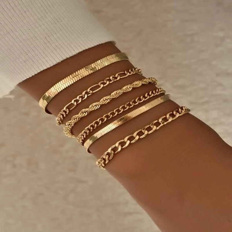 New Cross-border New Arrival Bracelet Simple Multi-layer Metal Blade Chain Bracelet Bohemian Fashion Layered Bracelet