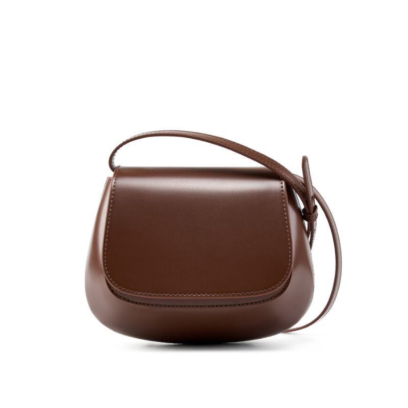 Women's Genuine Leather Chestnut Saddle Bag - New High-End Texture Niche Fashion Retro Shoulder & Crossbody Bag - Thumbnail 8
