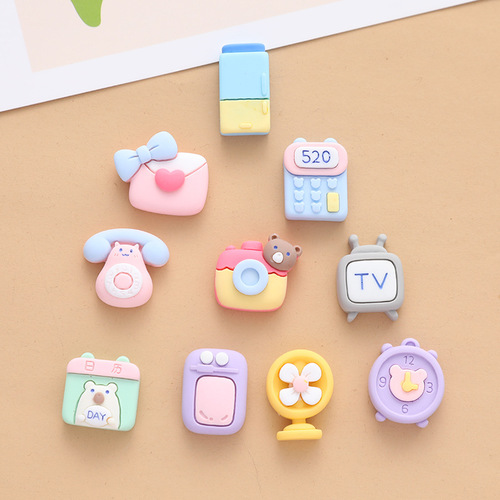 Small phone fan computer camera cartoon cream gel hair accessories resin accessories material package factory wholesale